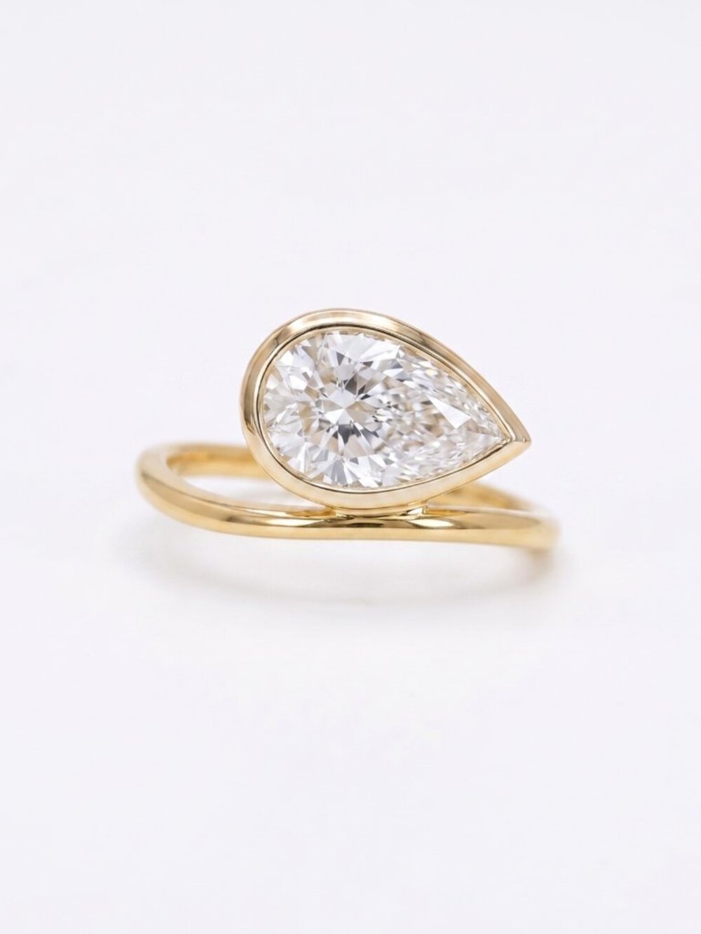 Luna Drop 14K (or 18k upon request) Yellow Gold Diamond Ring
